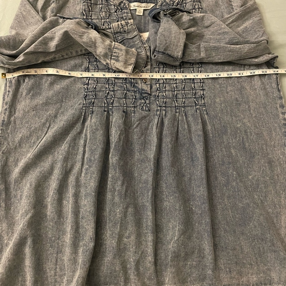 Tantrums Chambray Bib Denim top 100 Cotton Blue Acid Wash Size XL - Picture 11 of 13